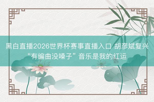 黑白直播2026世界杯赛事直播入口 胡彦斌复兴“有编曲没嗓子” 音乐是我的红运