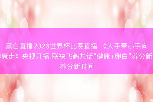 黑白直播2026世界杯比赛直播 《大手牵小手向着健康走》央视开播 联袂飞鹤共话“健康+卵白”养分新时间