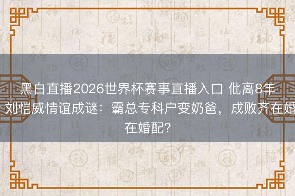 黑白直播2026世界杯赛事直播入口 仳离8年后,刘恺威情谊成谜:霸总专科户变奶爸,成败齐在婚配?