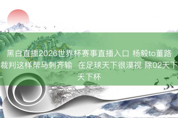 黑白直播2026世界杯赛事直播入口 杨毅to董路:裁判这样帮马刺齐输 在足球天下很漠视 除02天下杯