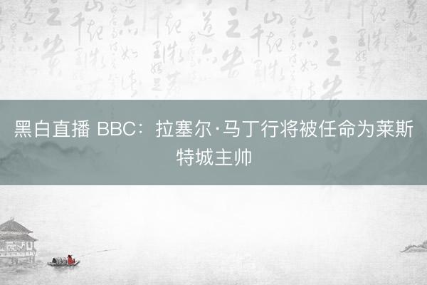 黑白直播 BBC:拉塞尔·马丁行将被任命为莱斯特城主帅