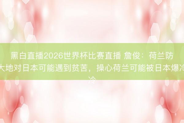 黑白直播2026世界杯比赛直播 詹俊:荷兰防大地对日本可能遇到贫苦,操心荷兰可能被日本爆冷