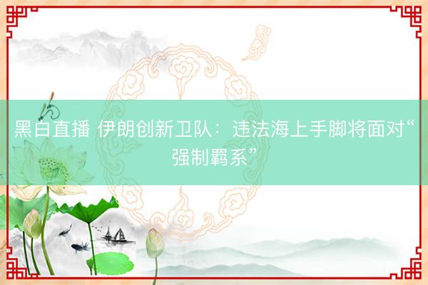 黑白直播 伊朗创新卫队:违法海上手脚将面对“强制羁系”