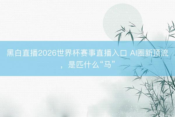 黑白直播2026世界杯赛事直播入口 AI圈新顶流,是匹什么“马”