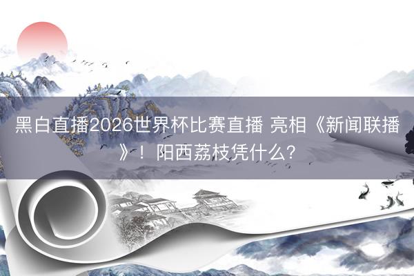 黑白直播2026世界杯比赛直播 亮相《新闻联播》！阳西荔枝凭什么？