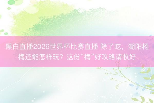黑白直播2026世界杯比赛直播 除了吃,潮阳杨梅还能怎样玩?这份“梅”好攻略请收好